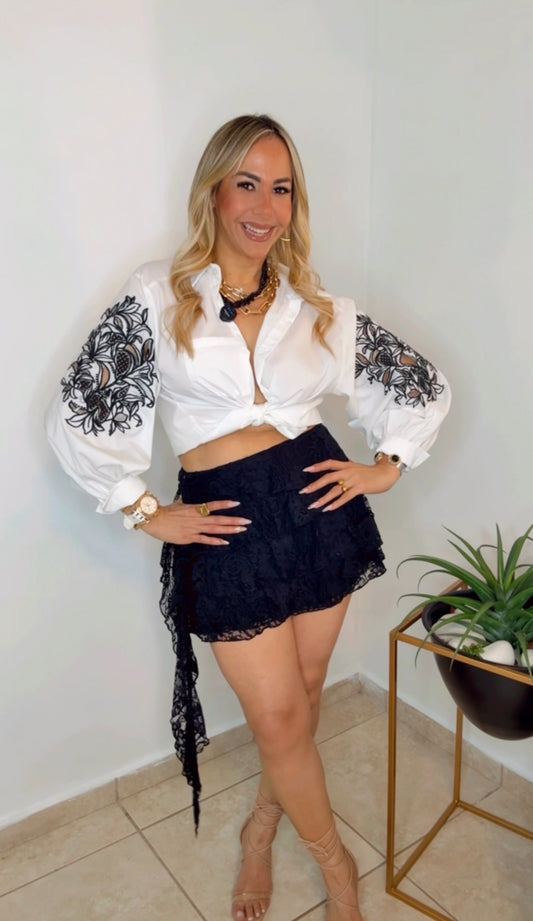 Black Lace Mini Skirt