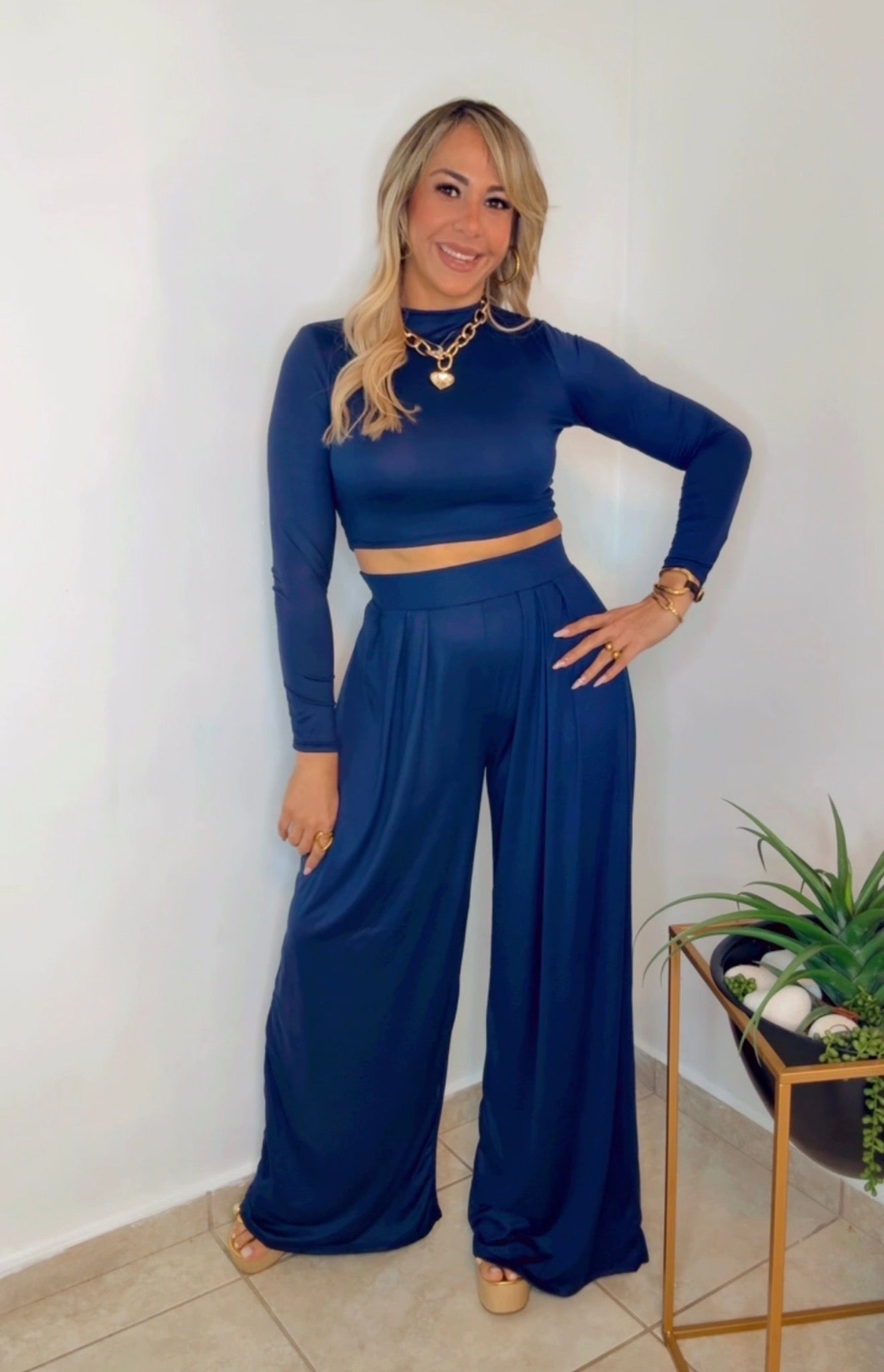 Navy Relaxing Palazzo Set