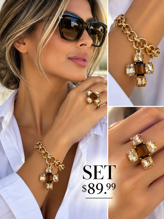 Set Pulsera  y Sortija Swarovski Cruz Mini