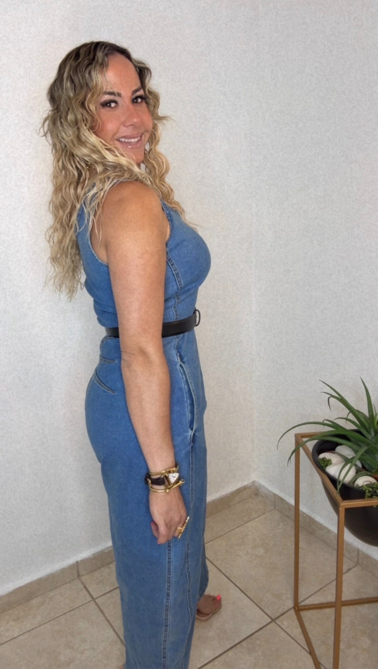 Denim Jumpsuit Barrel Leg