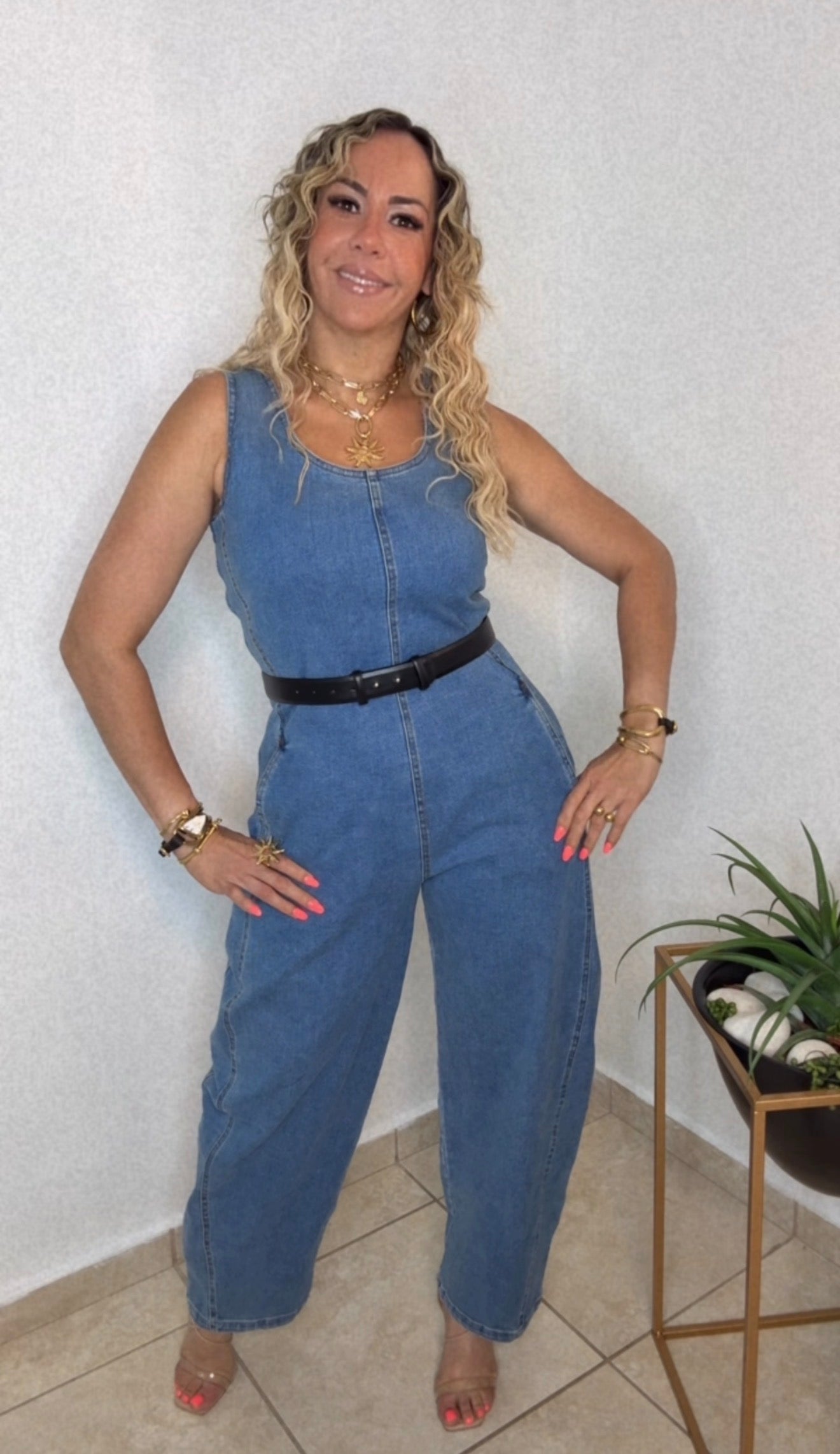 Denim Jumpsuit Barrel Leg