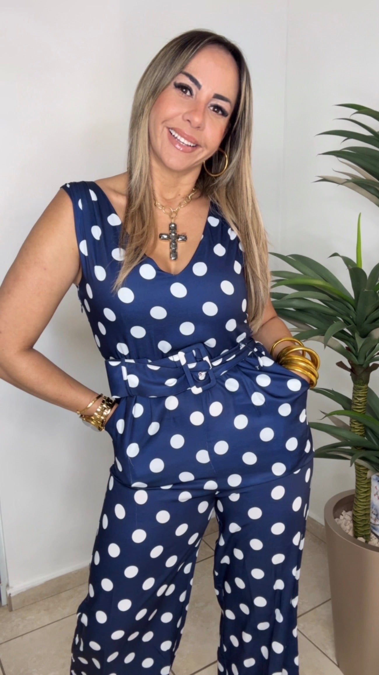 Navy Polka Dots Jumpsuit (VENTA FINAL)