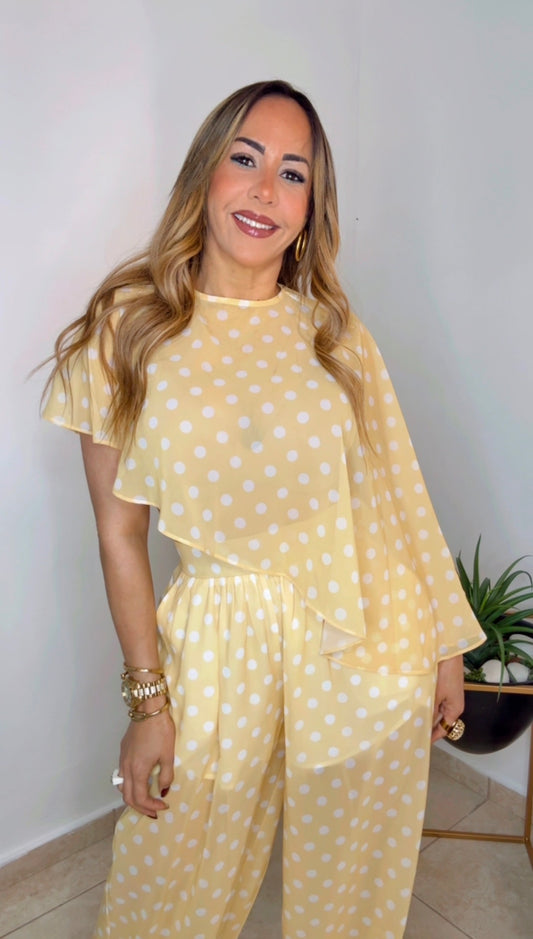 Yellow And White Polka Dots Aladdin Set