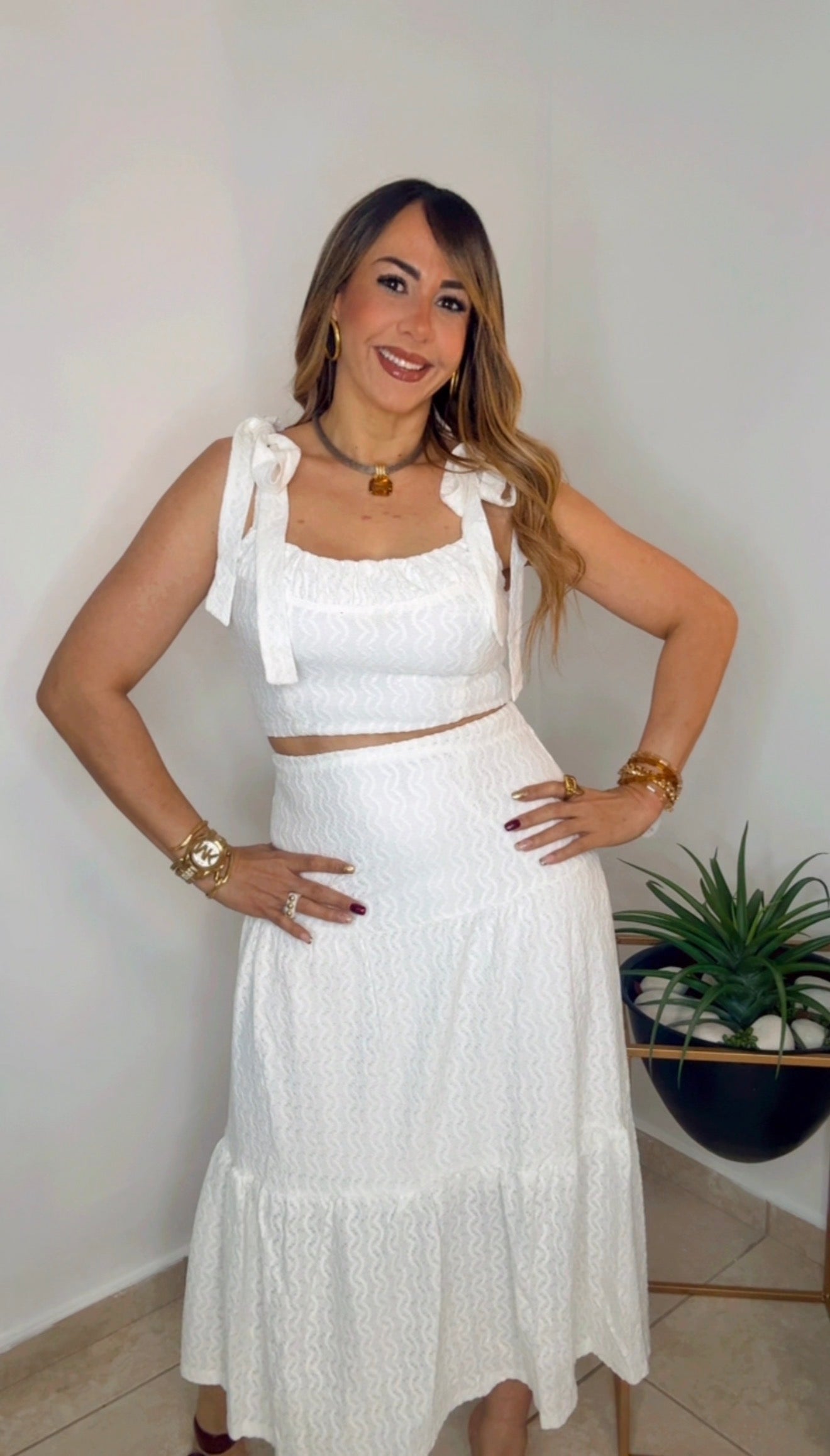 White Classic Skirt Set