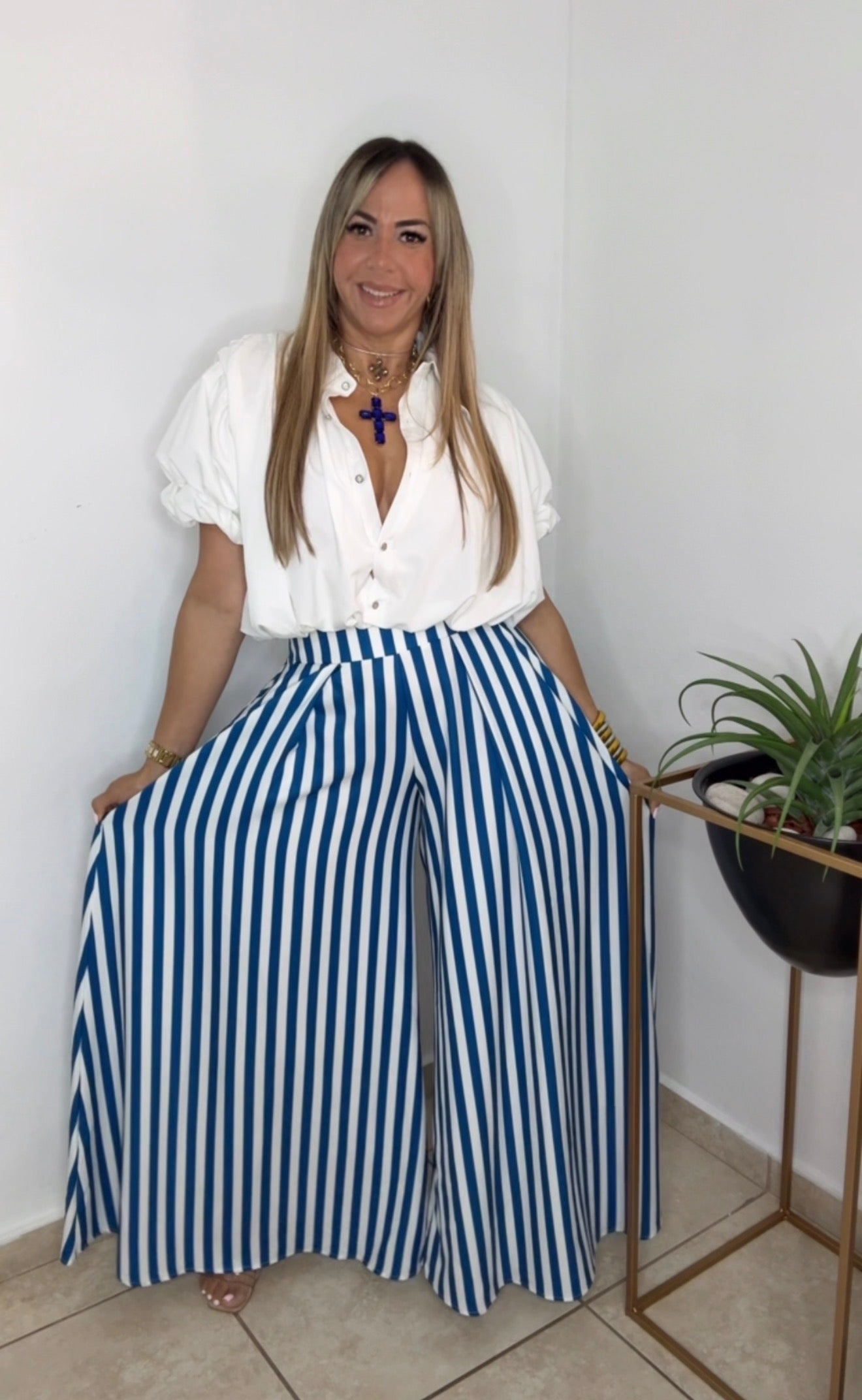 Azure Striped Pant