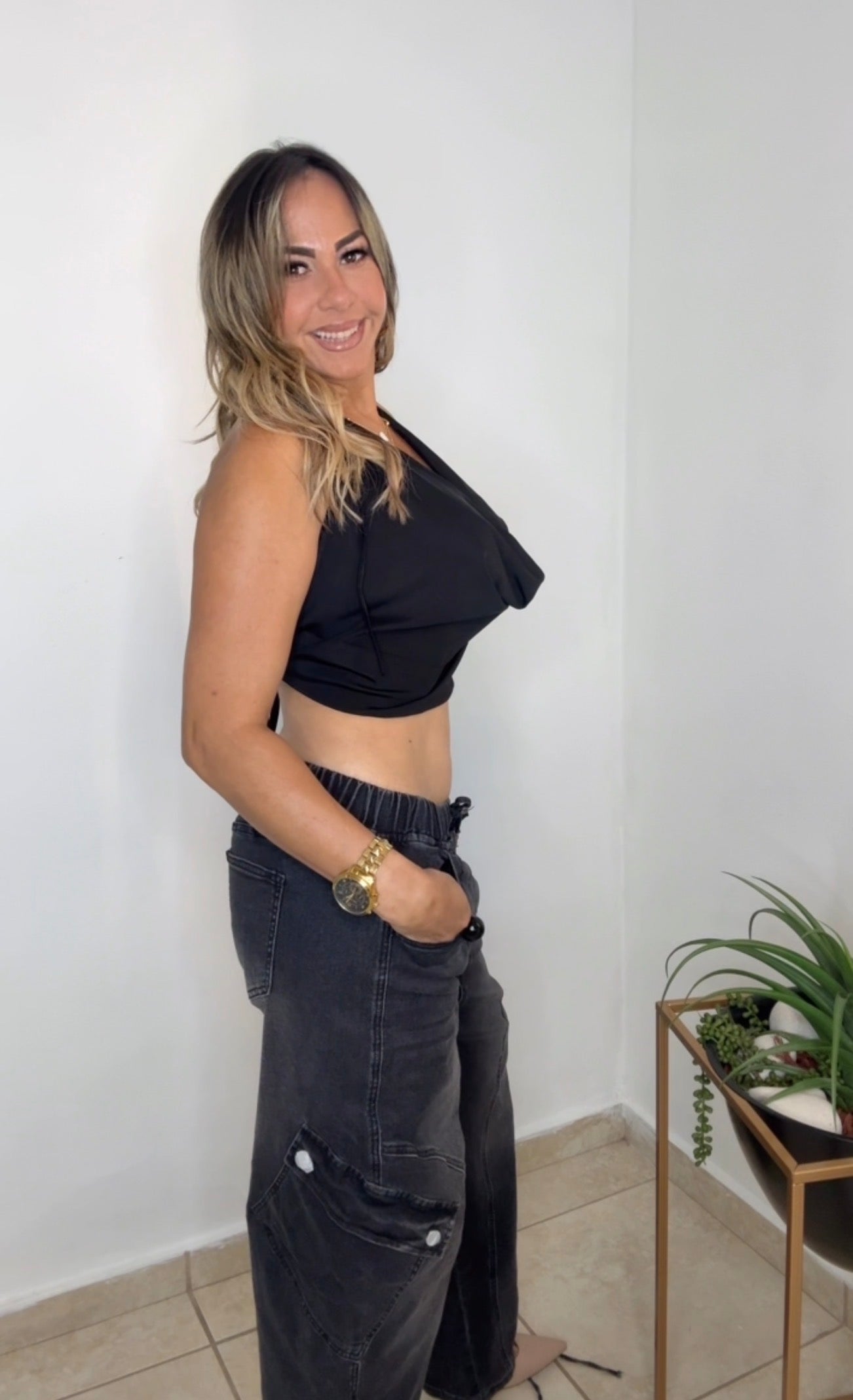 Old Black Cargo Barrel Jeans