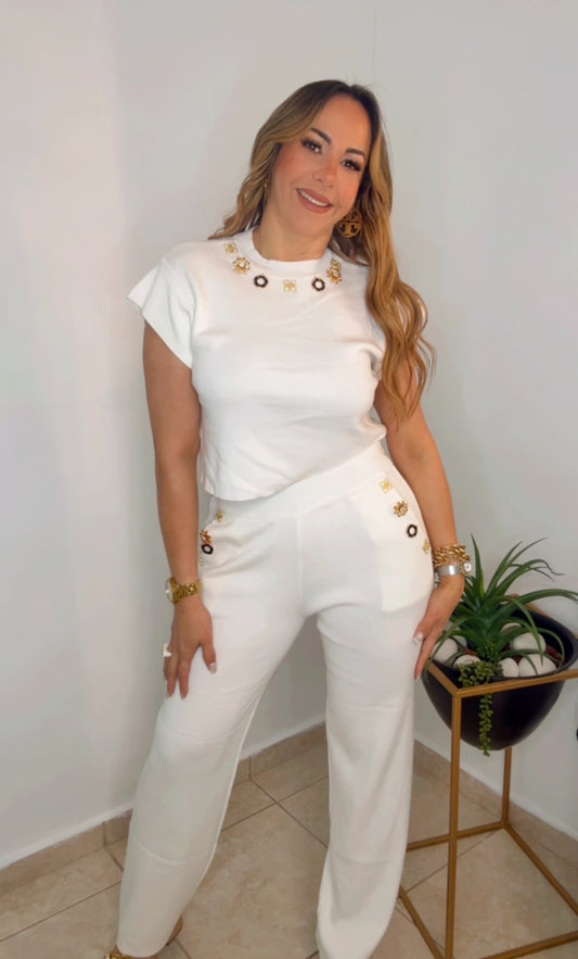 White Elegant Pant Set
