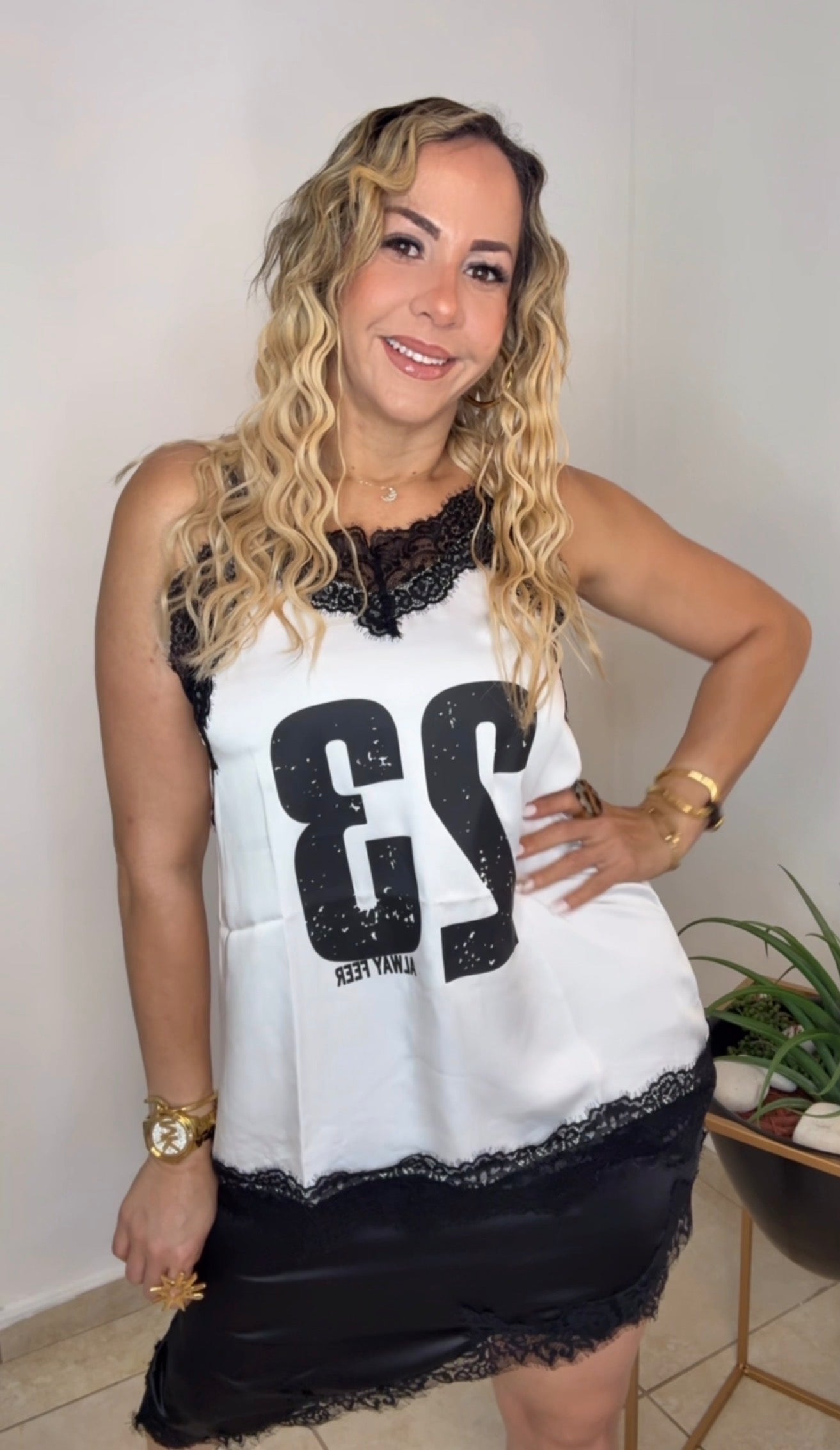 Black And White 23 Satin Blouse