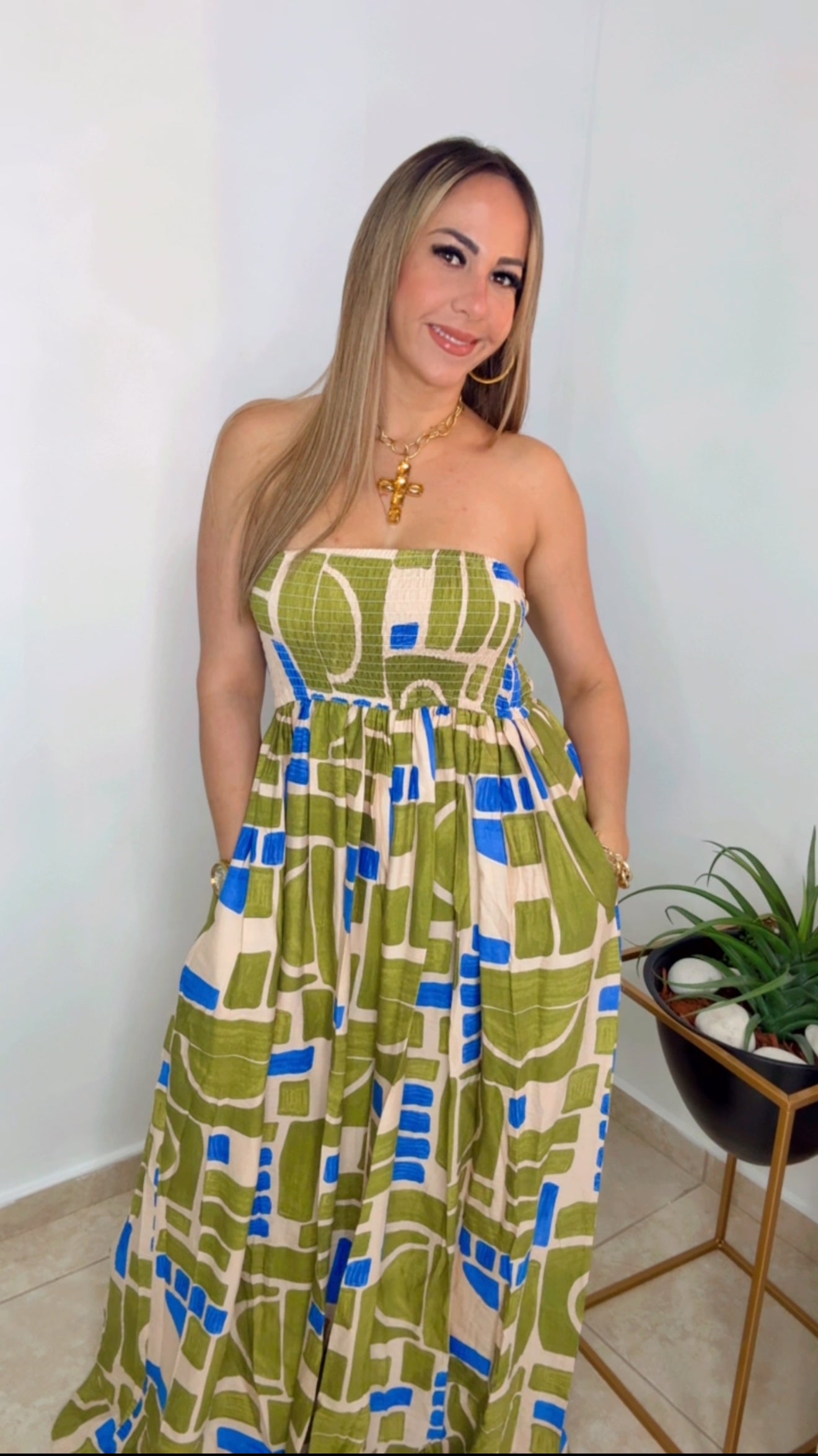 Multi Olive Strapless Jumpsuit (PRE VENTA) LLEGANDO PRÓXIMA SEMANA