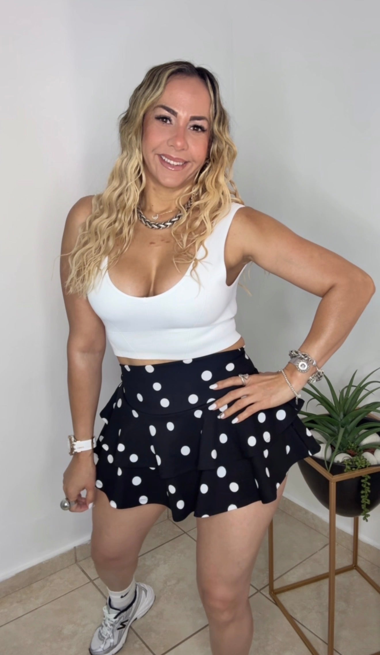 Black Polkadots Skort