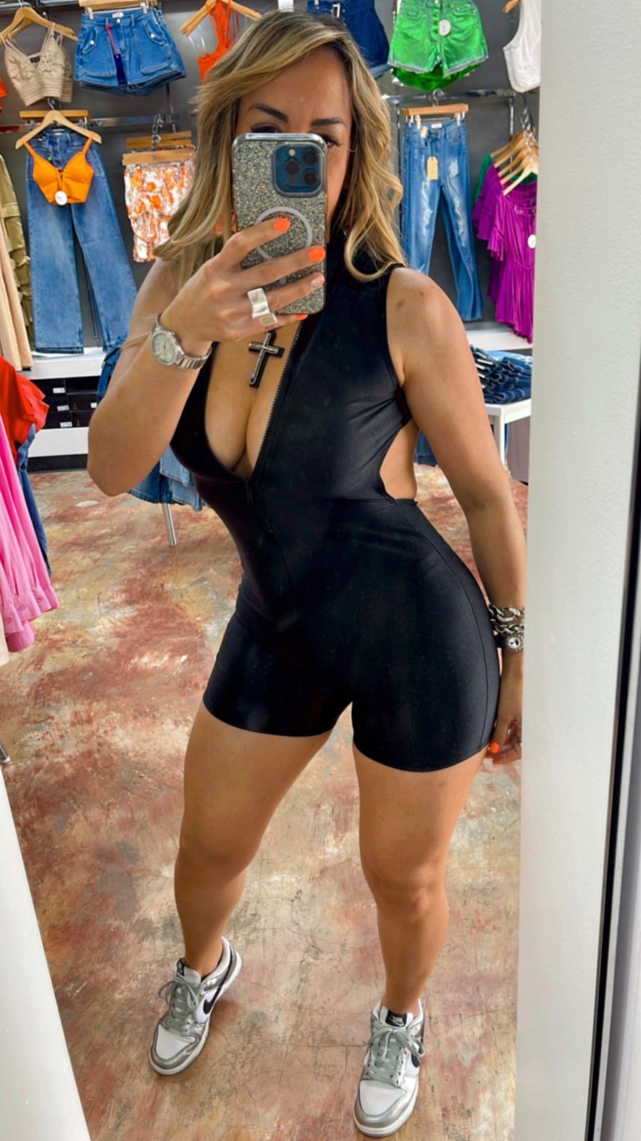 Black Romper Open Back