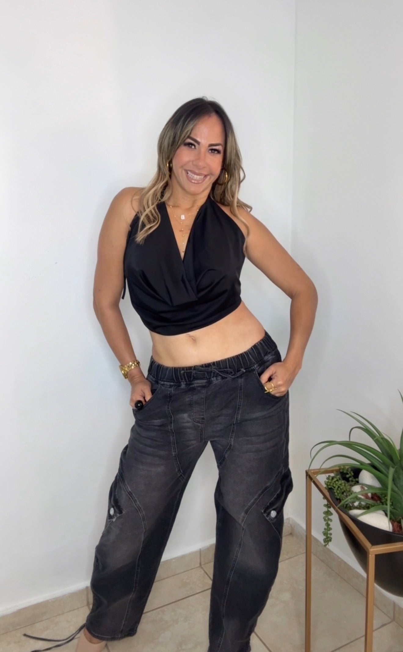 Old Black Cargo Barrel Jeans