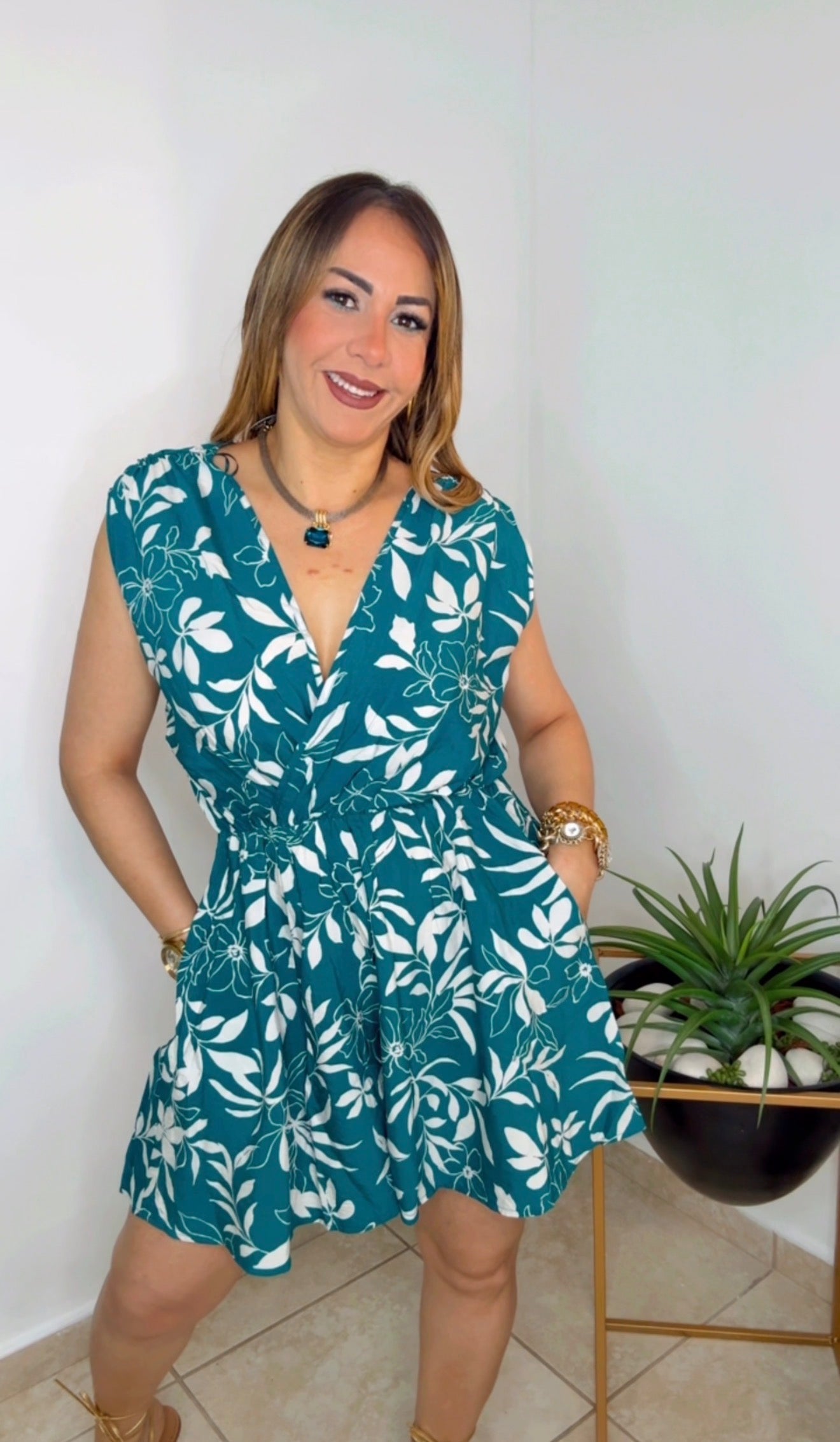 Teal And White Best Seller Romper