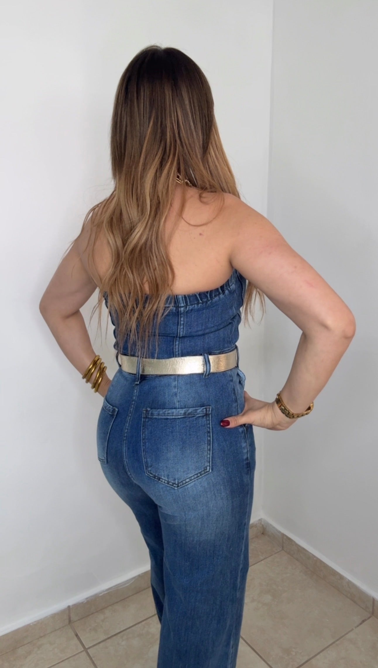 Denim Strapless Jumpsuit