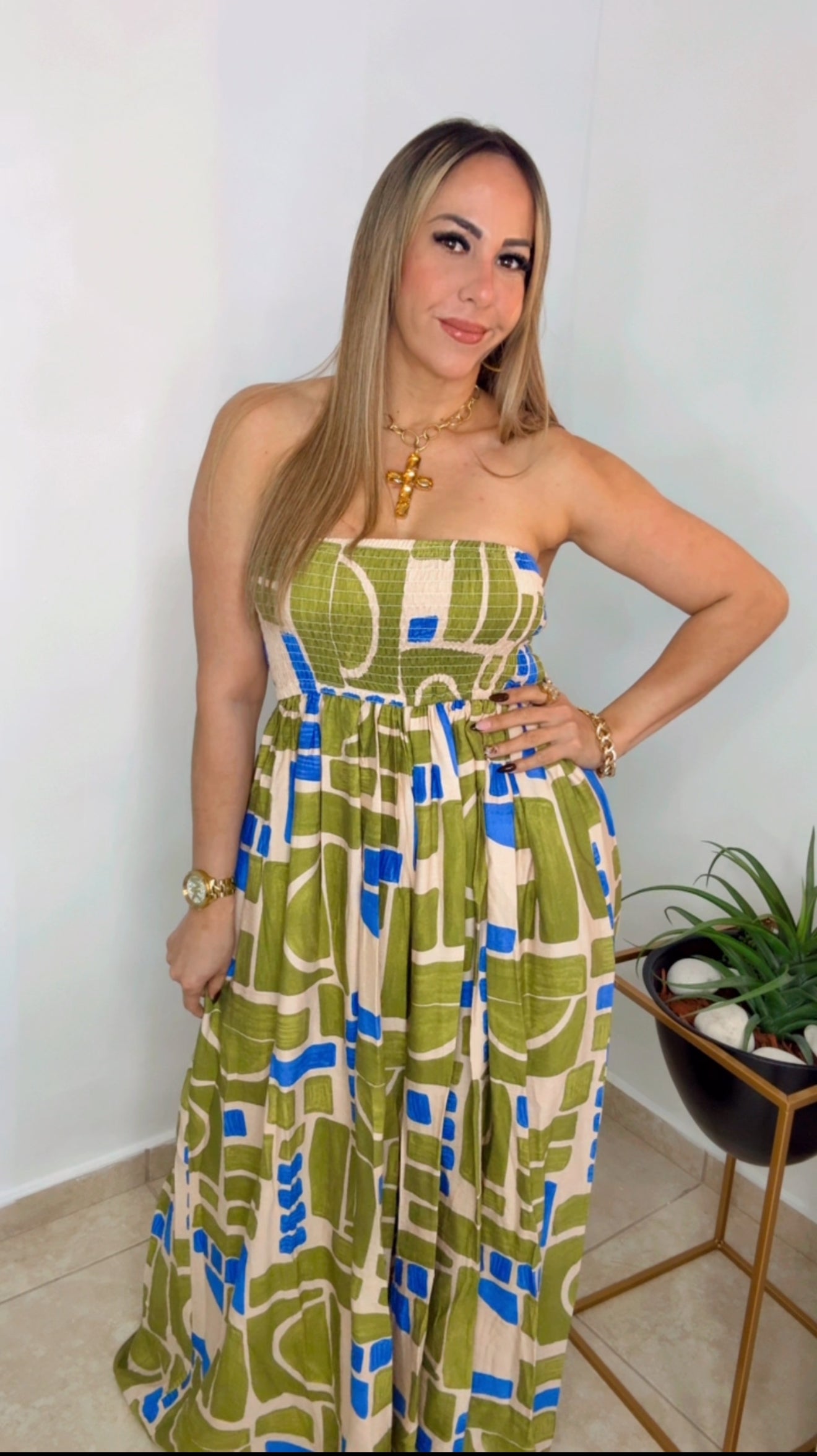 Multi Olive Strapless Jumpsuit (PRE VENTA) LLEGANDO PRÓXIMA SEMANA