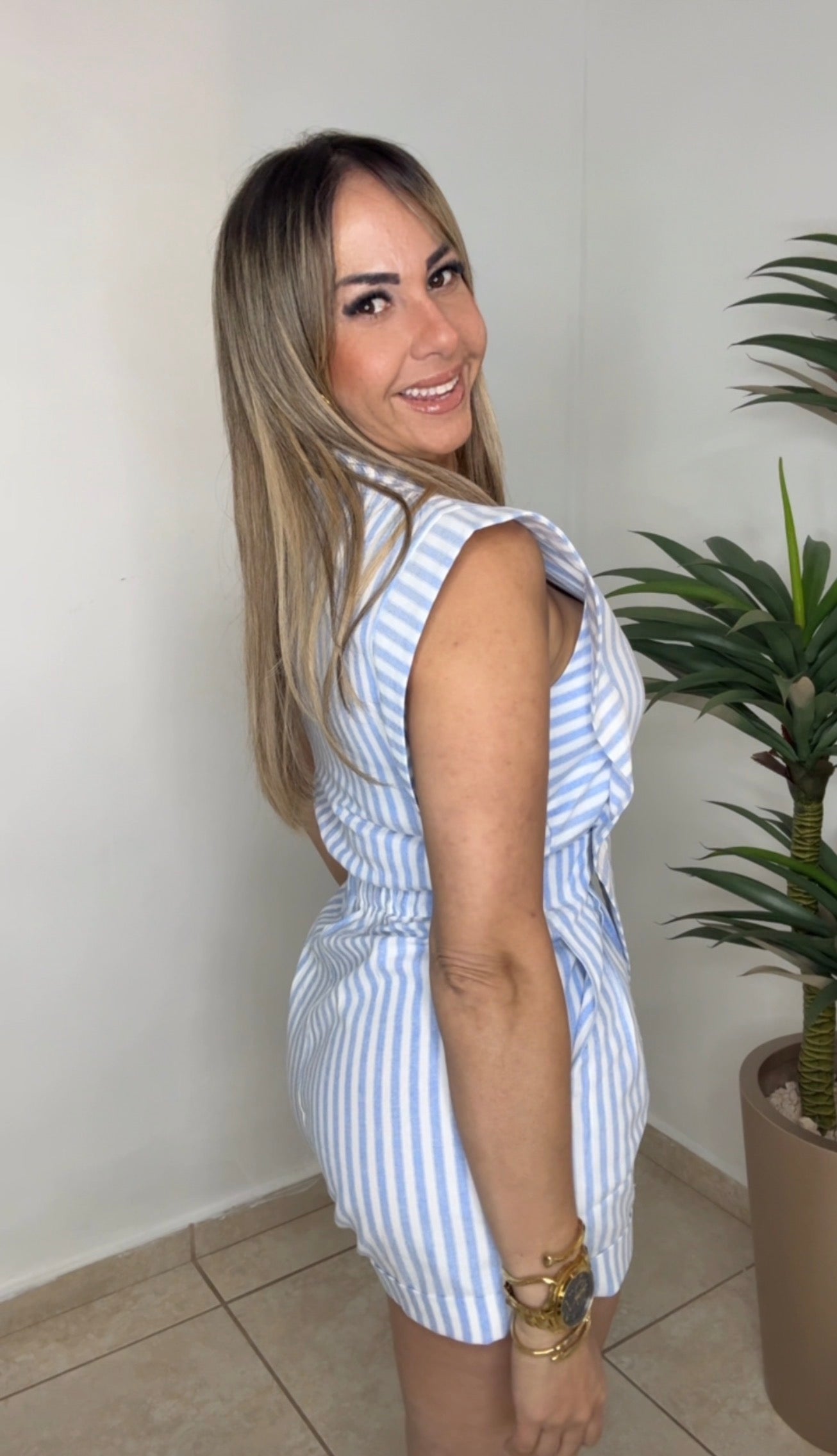 Baby Blue Striped Romper