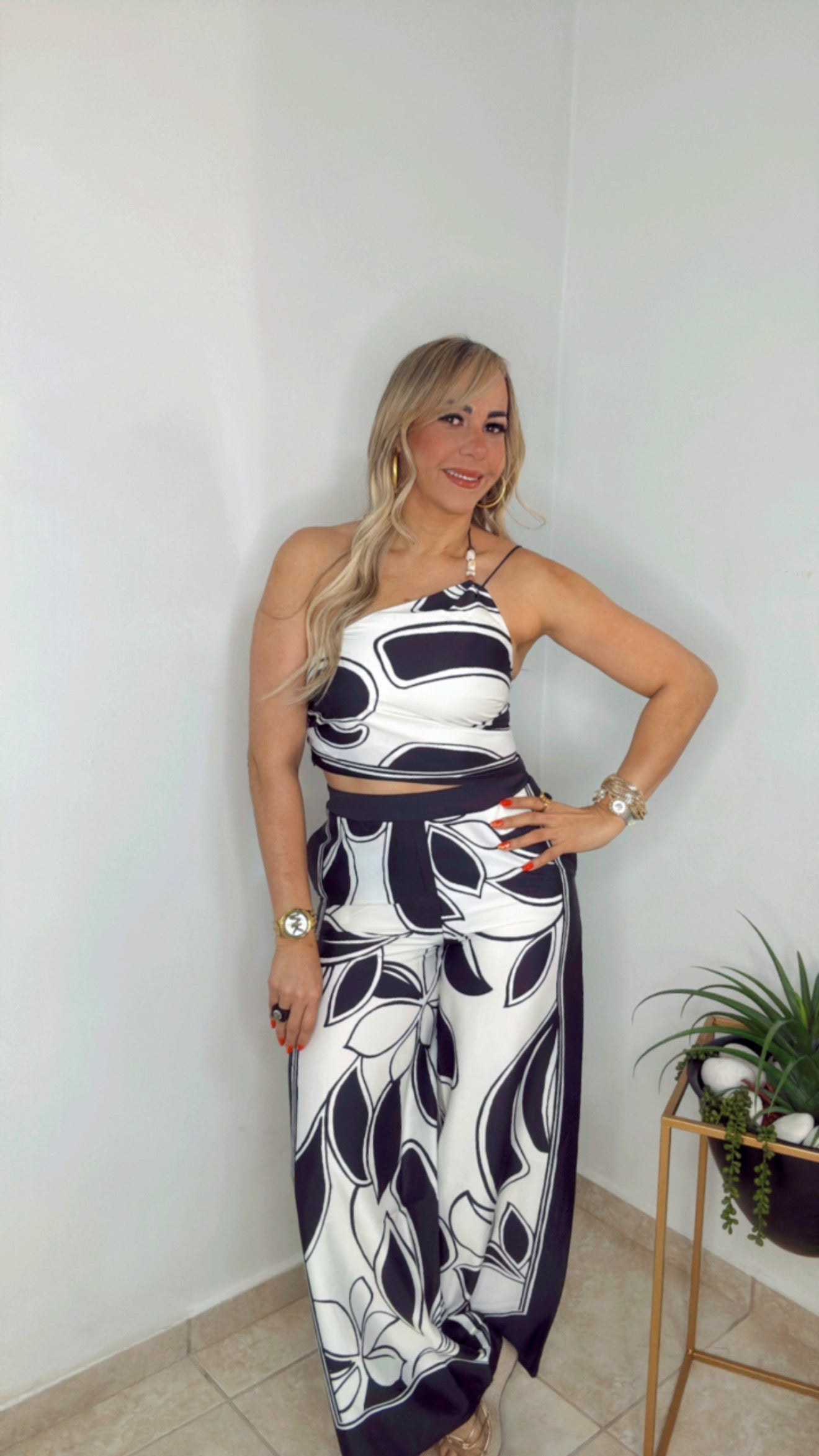 Black And White Satin Set
