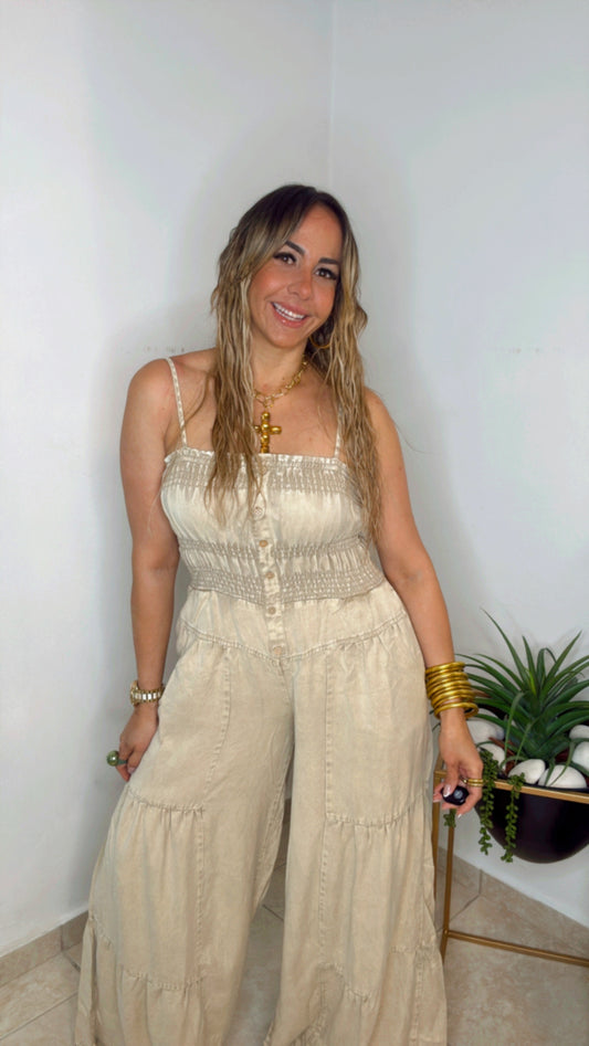 Cream Jumpsuit