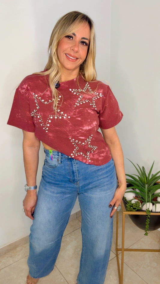 Burgundy Star Tshirt