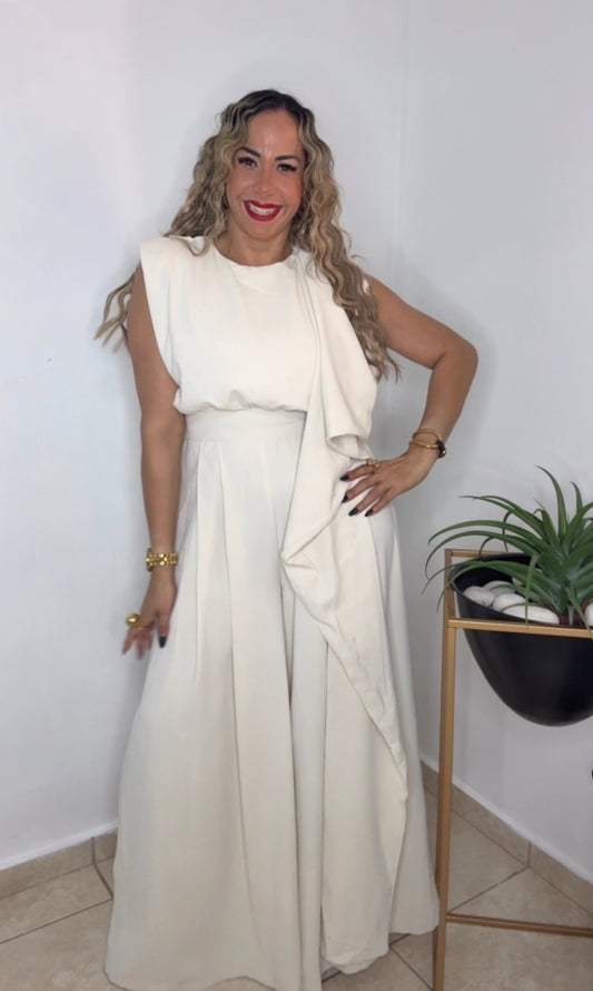 Beige Elegant Jumpsuit