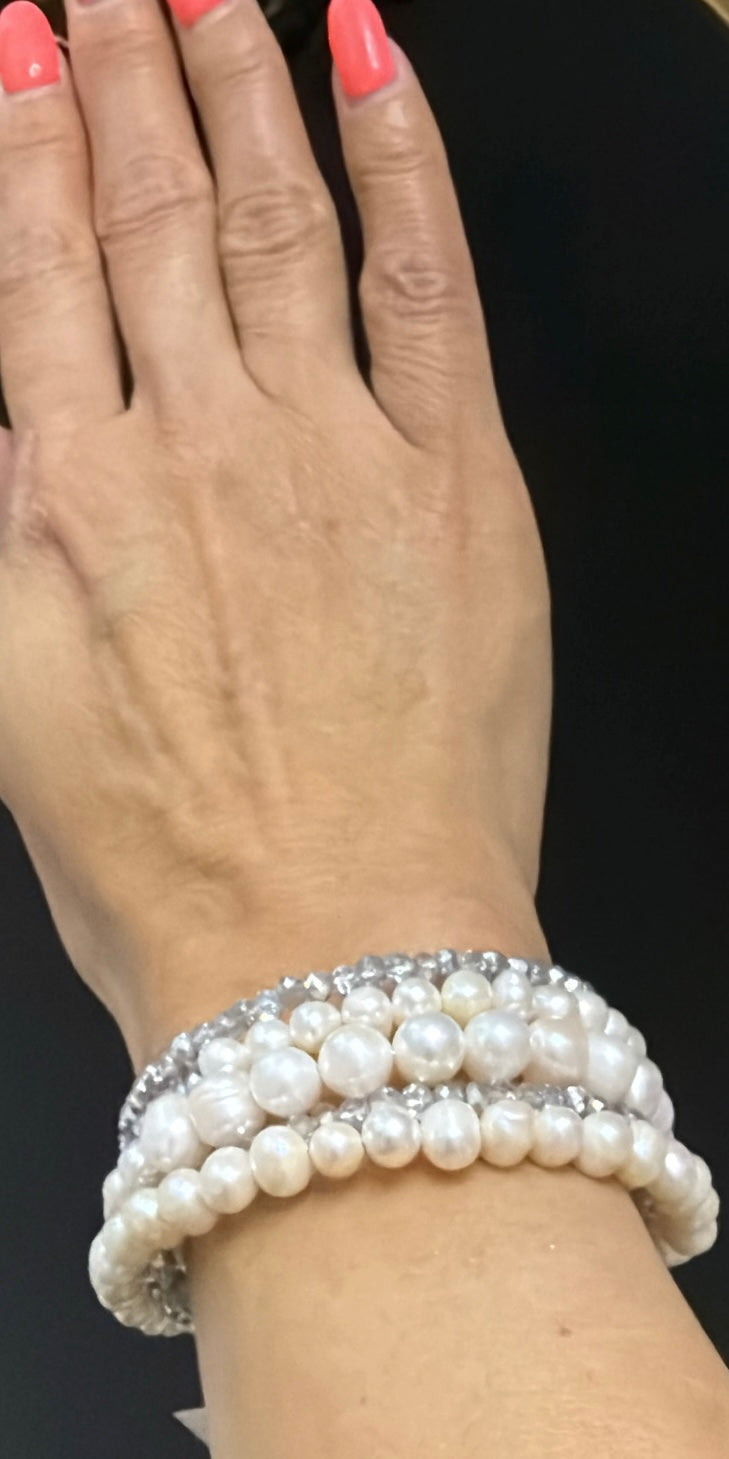 Pulsera Perlas Y Cristal