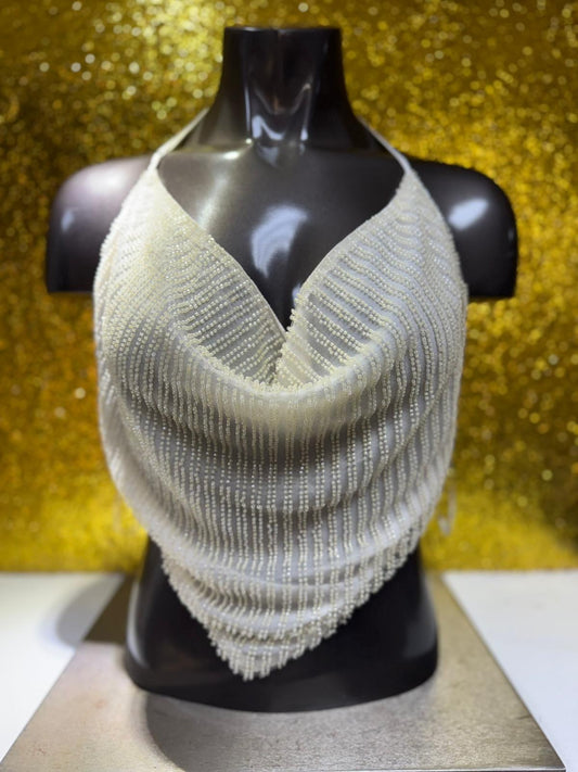 Cream Crop Top En Canutillo