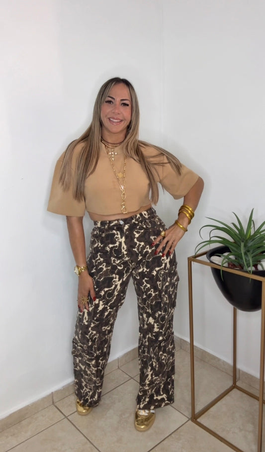 Multi Brown Cargo Pant