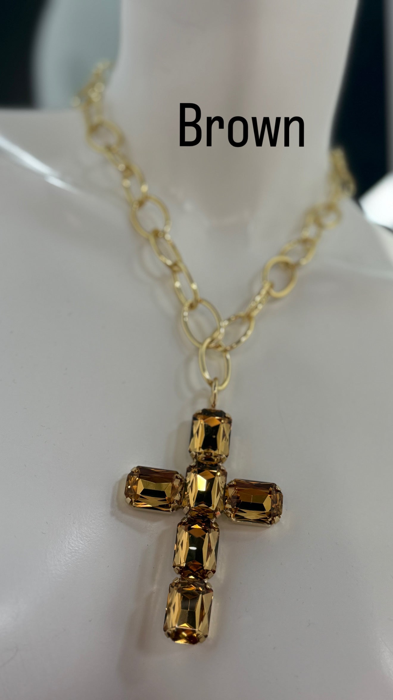 Cruz Swarovski Cadena Oro