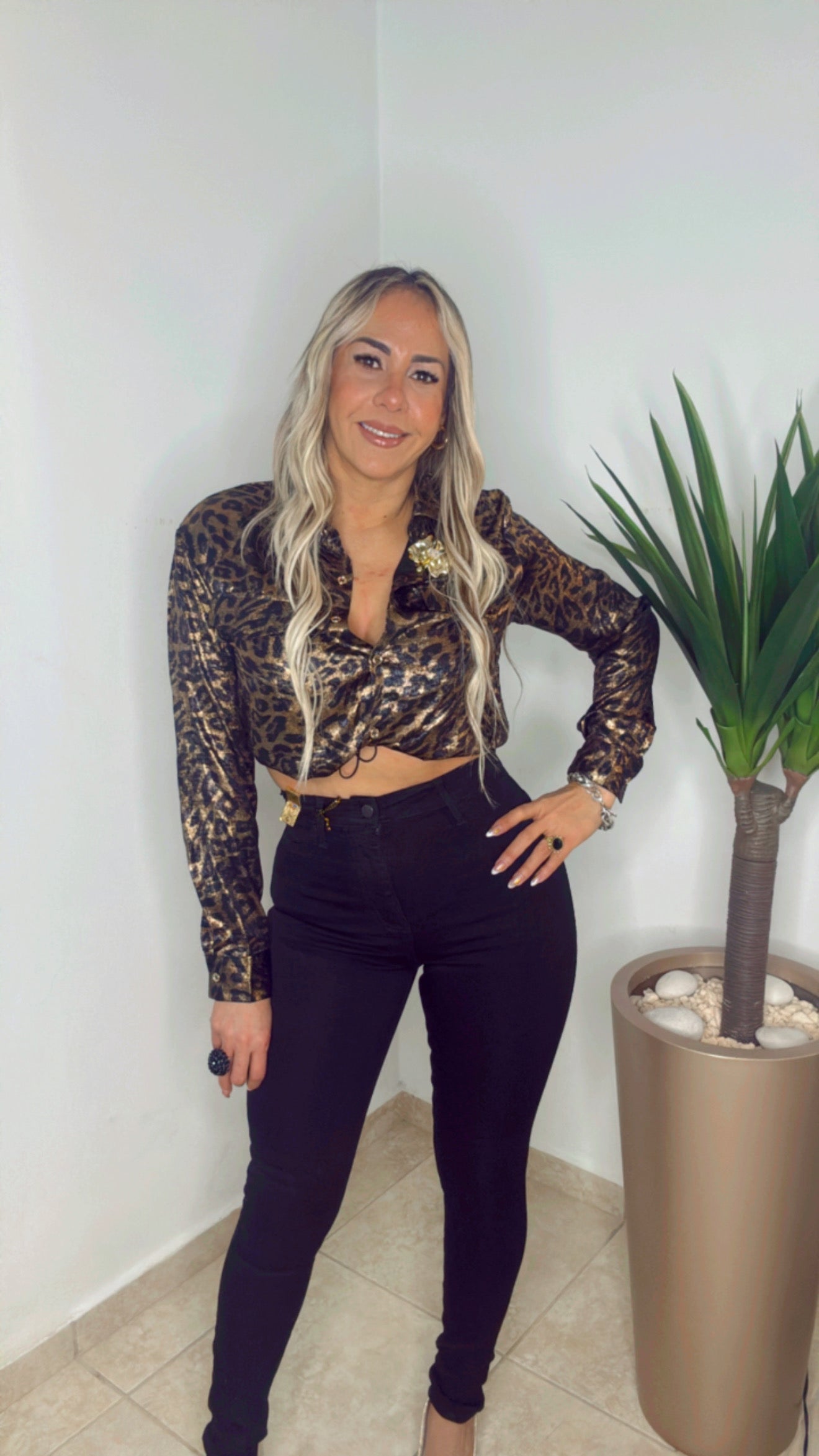 Animal Print Gold Blouse