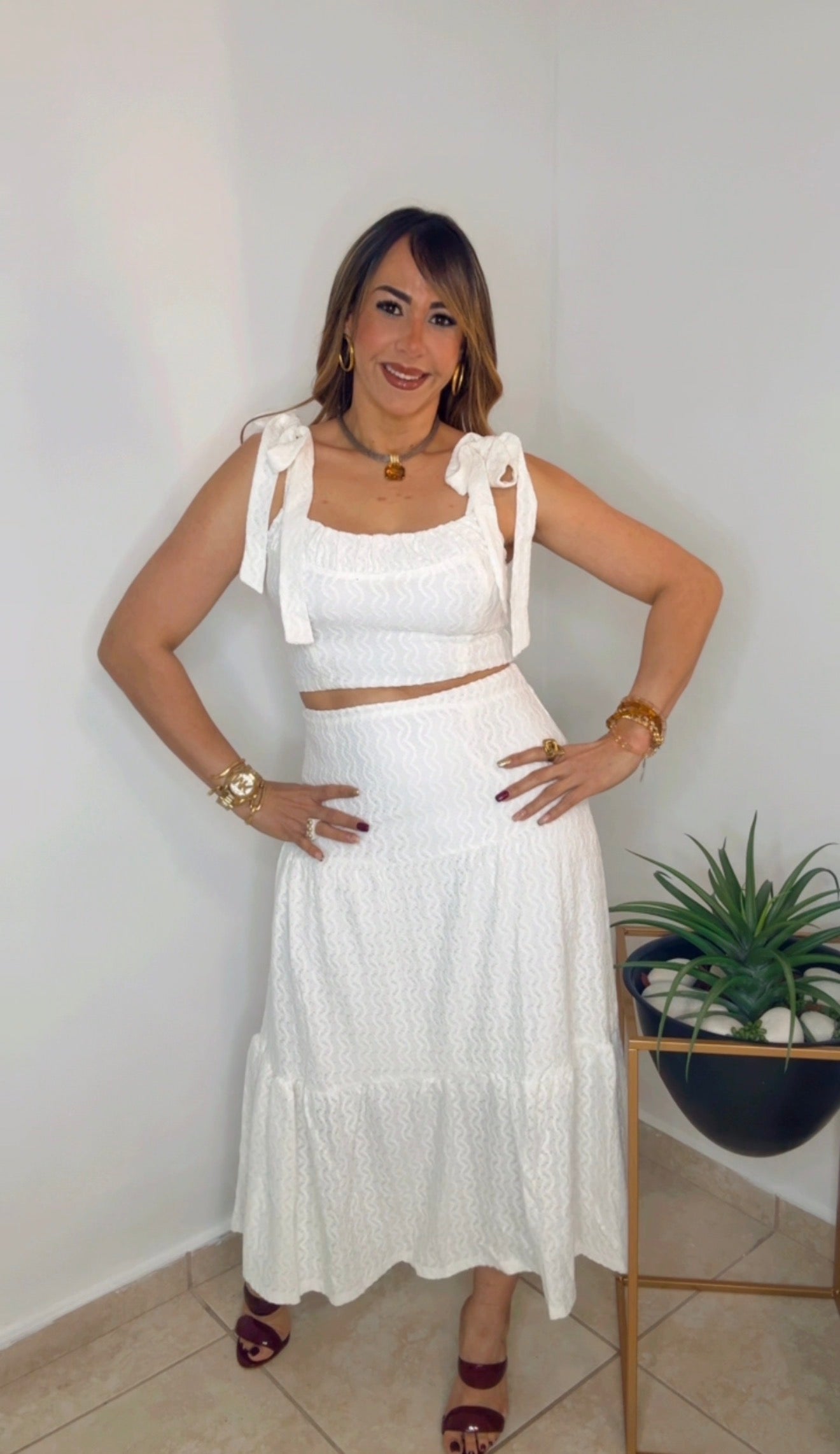 White Classic Skirt Set