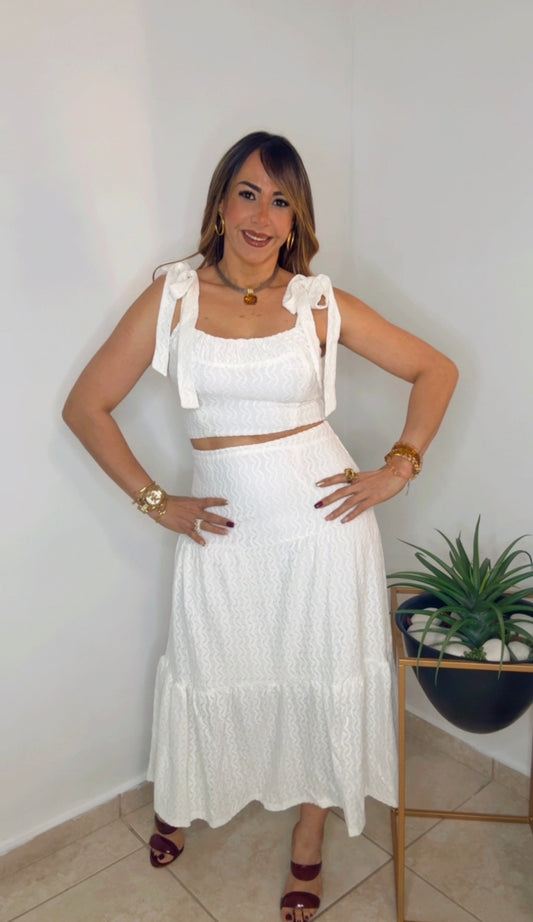 White Classic Skirt Set