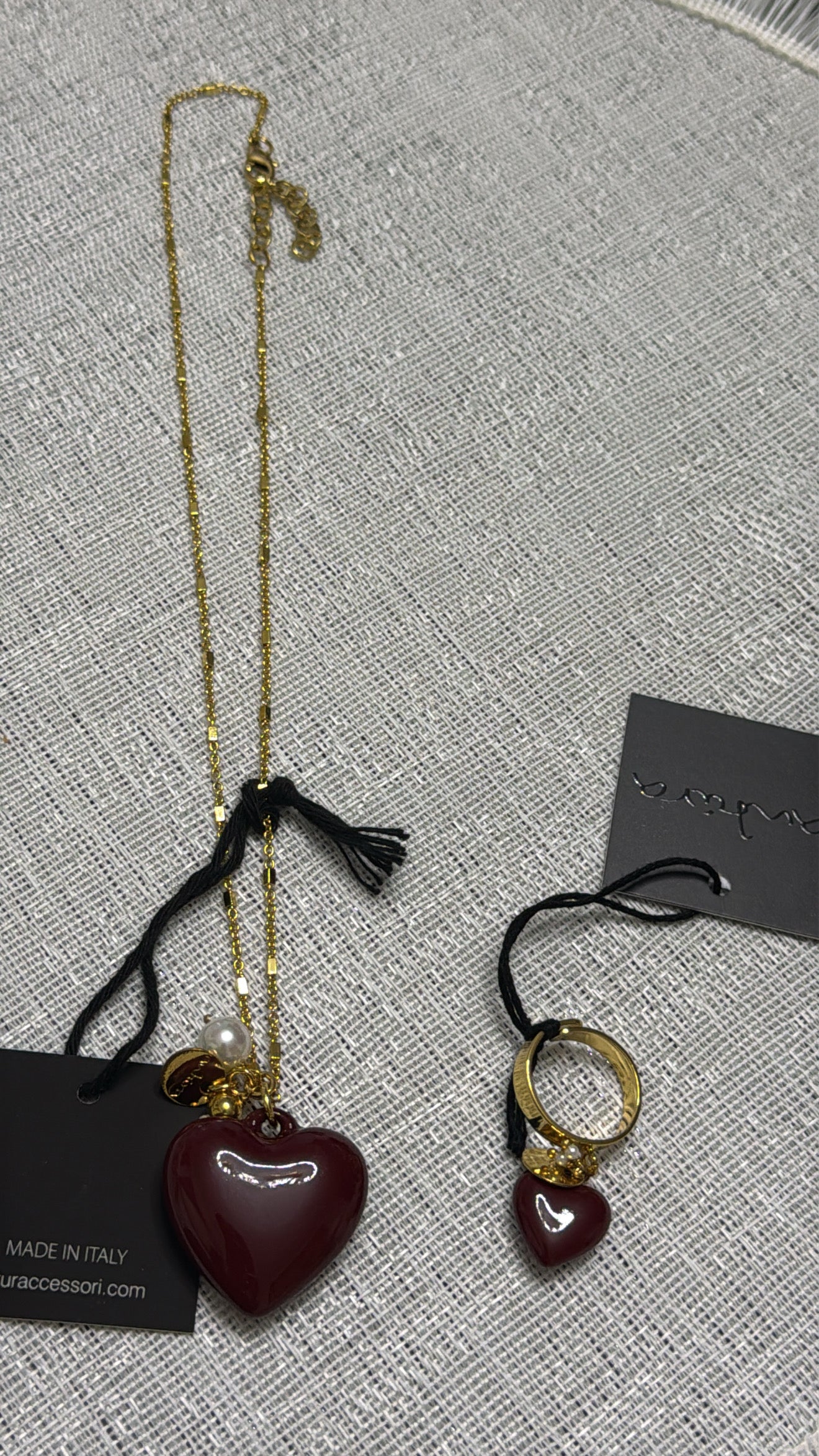 Set Collar Y Anillo Burgendy