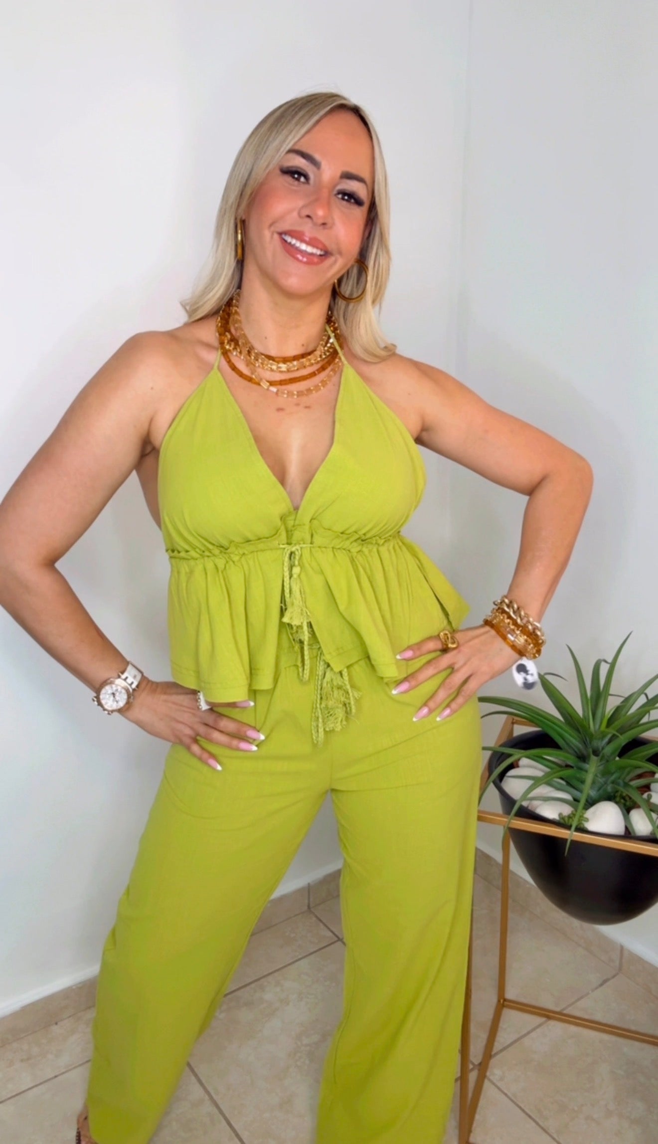 Pear Linen Summer Set