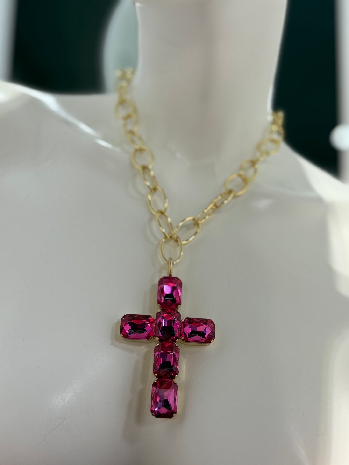 Cruz Swarovski Cadena Oro