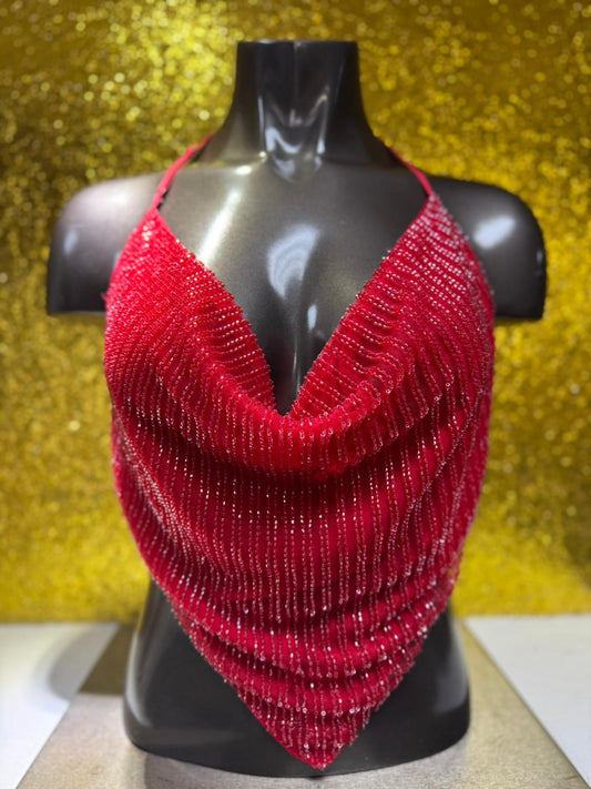 Red Crop Top En Canutillo