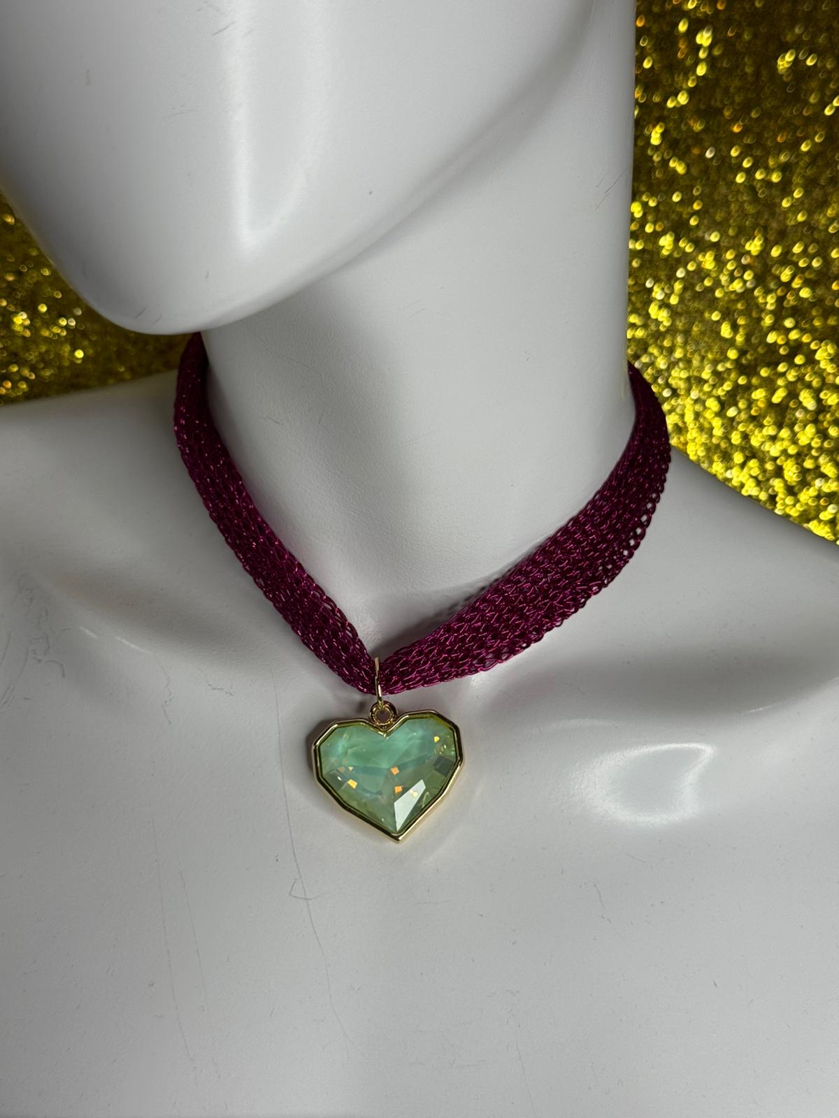 Colección Corazón Cristal Mint Cadena Fusha