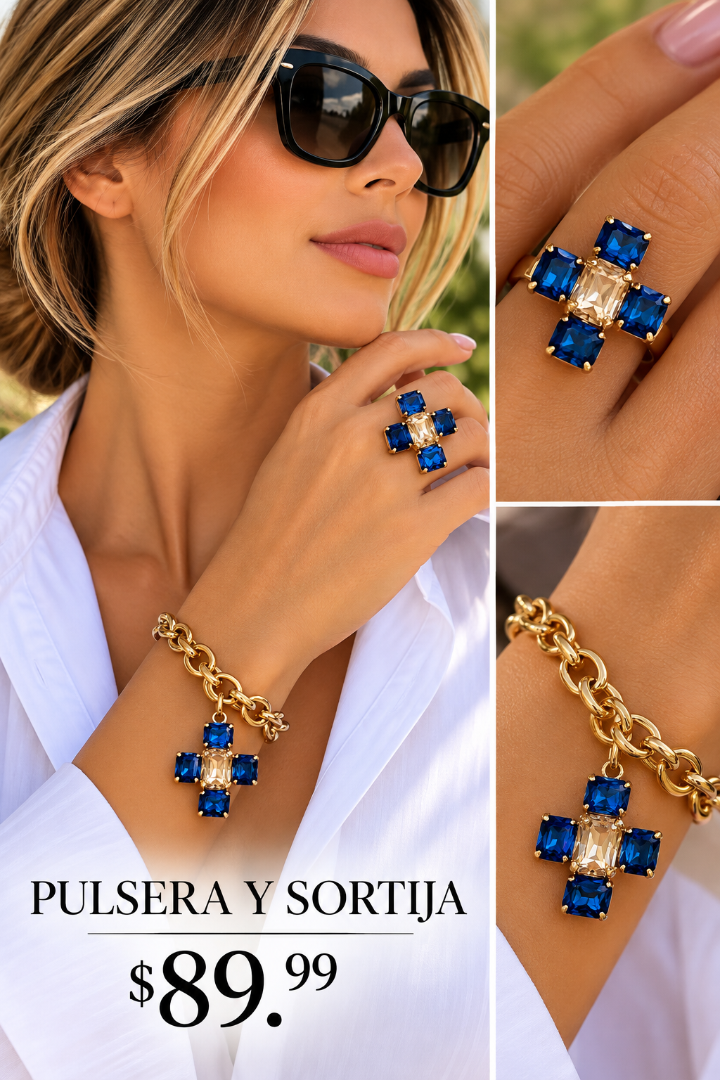 Set Pulsera  y Sortija Swarovski Cruz Mini
