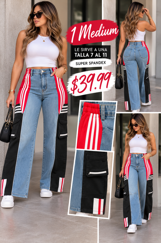 Jeans Esquinas Rojo y Negro (VENTA FINAL)