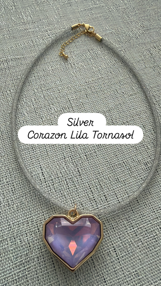Cable Metalico Corazon En Cristal