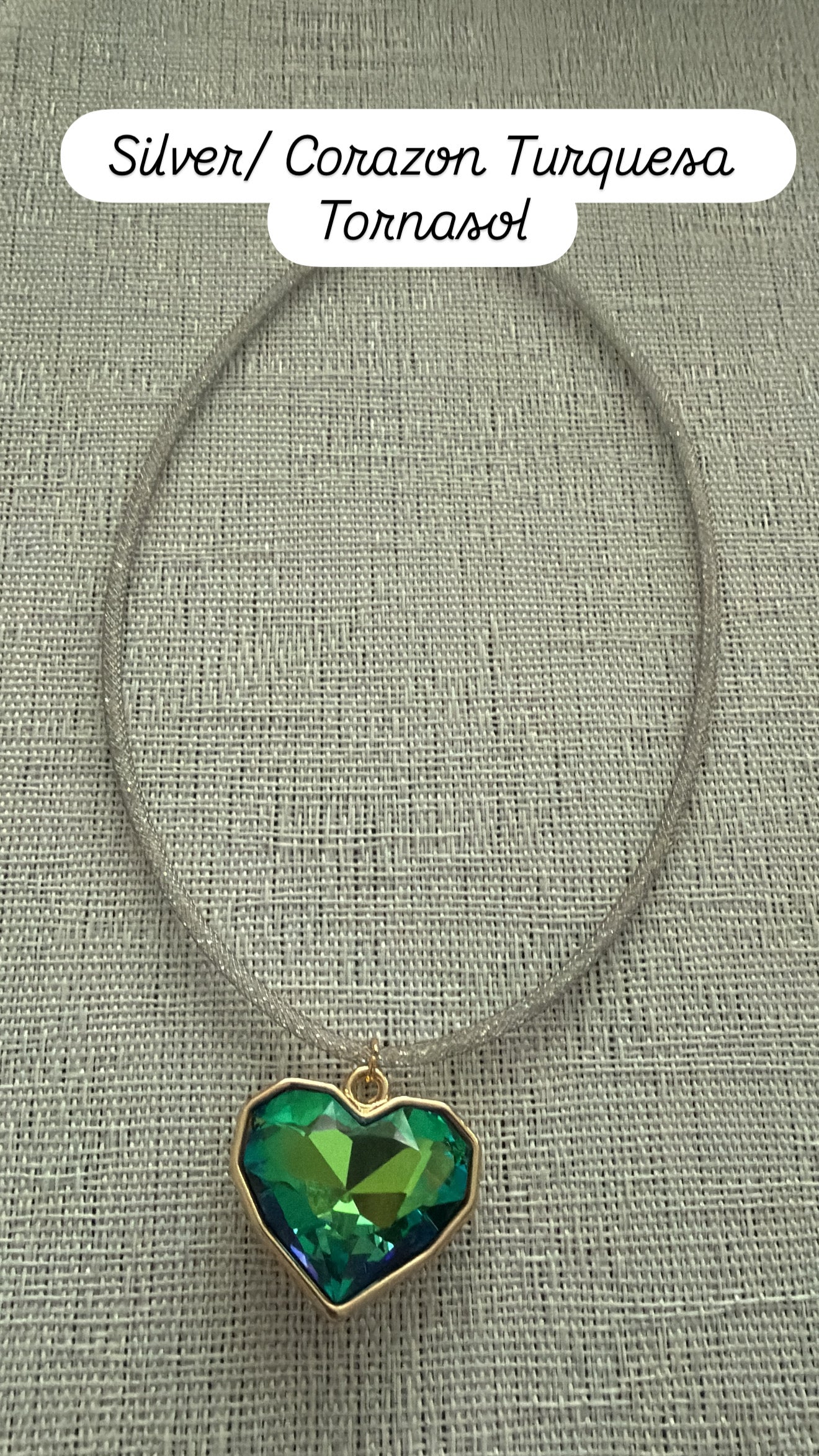 Cable Metalico Corazon En Cristal