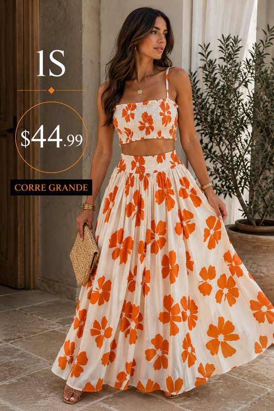 Orange And Cream Maxi Skirt (VENTA FINAL)