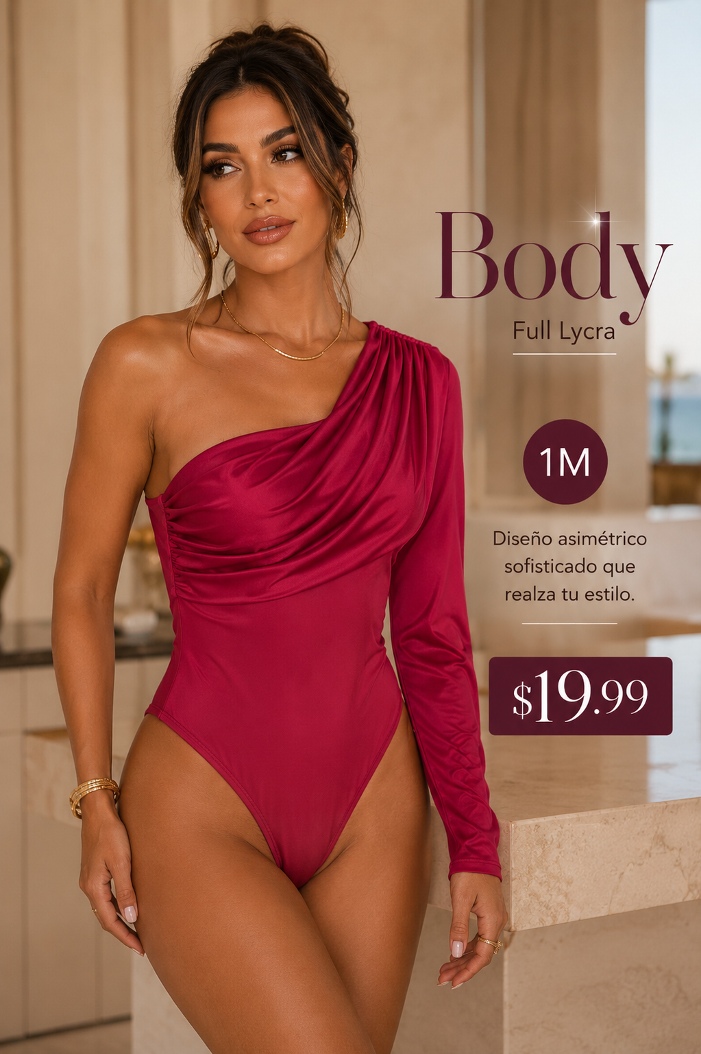 Chocolate Asymetric One Shoulder Body (VENTA FINAL)