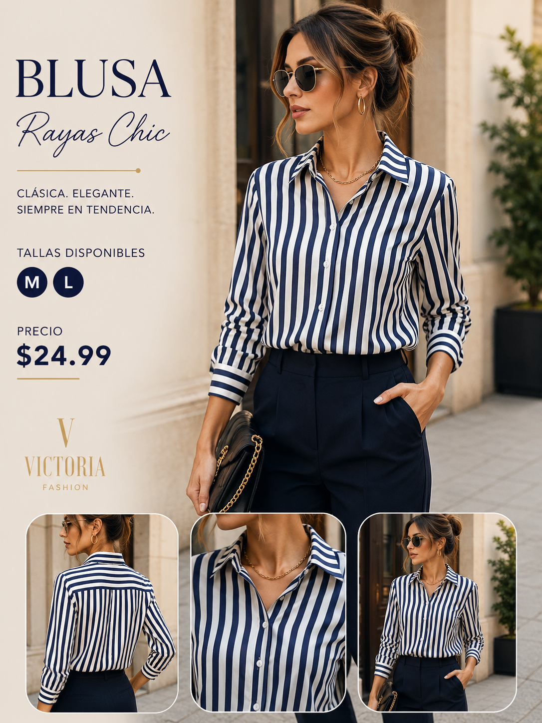 Navy Striped Blouse