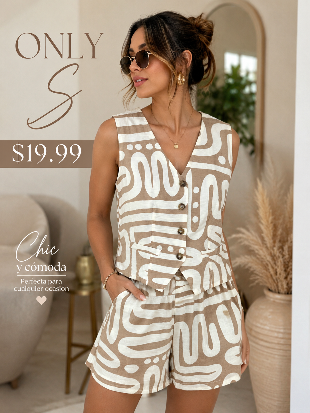 Cream And Coffee Short Set