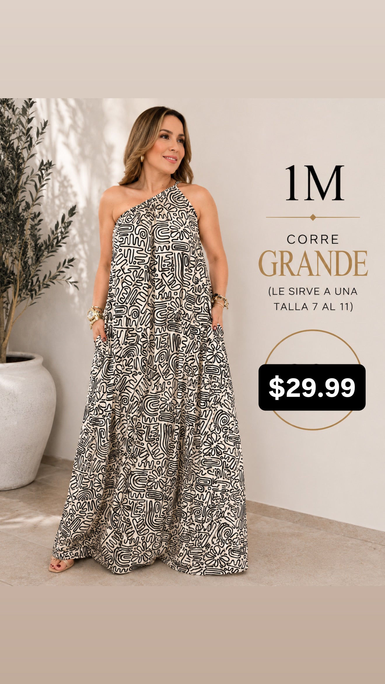 Cream And Black Minimal Glam Maxi (VENTA FINAL)