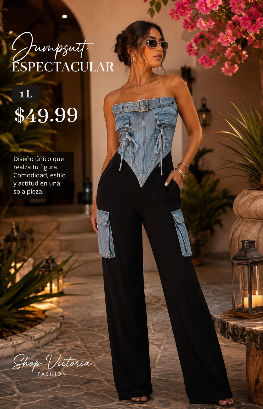Black And Denim Jumpsuit (VENTA FINAL)