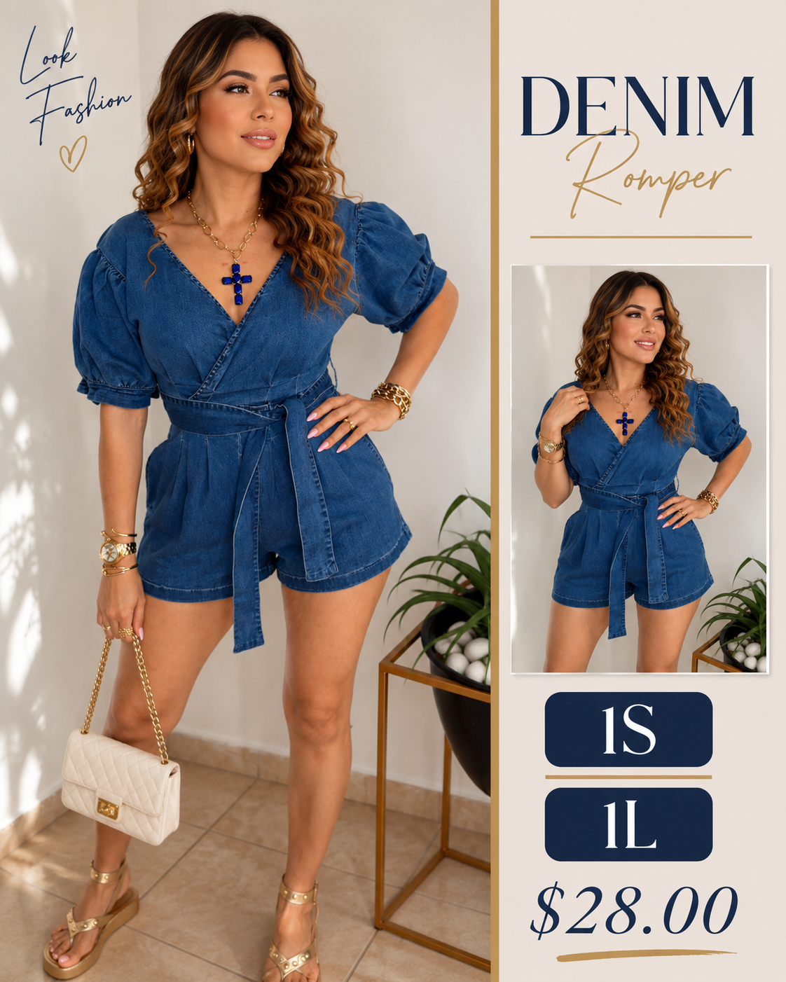 Medium Denim Cute Romper (VENTA FINAL)