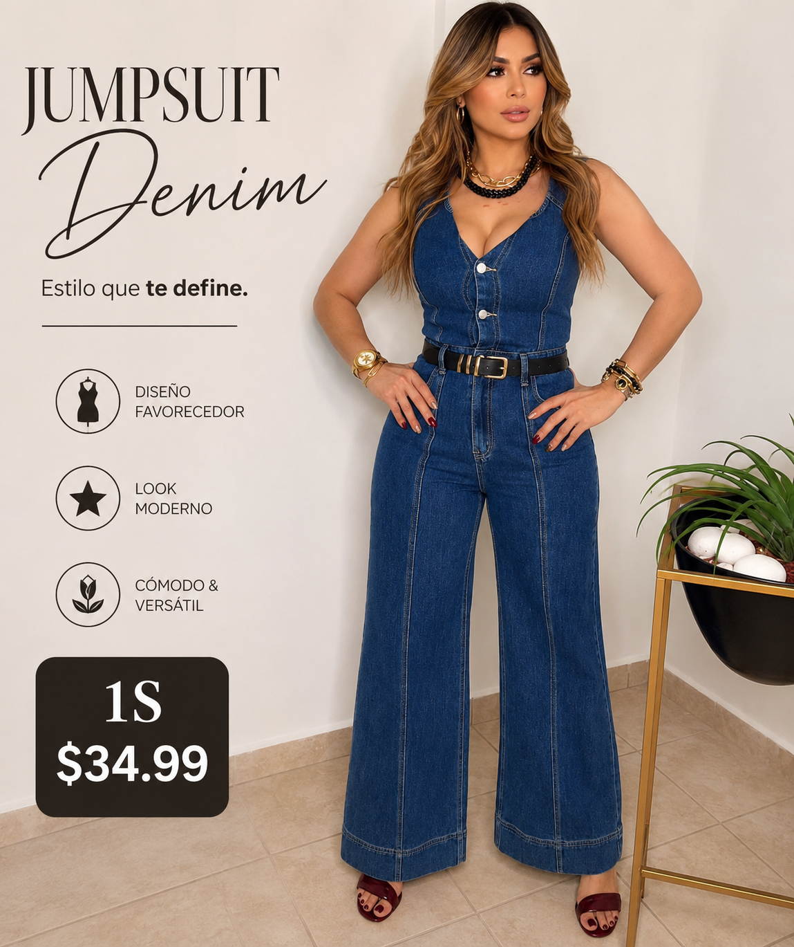 Classic Indigo Denim  Jumpsuit (VENTA FINAL)