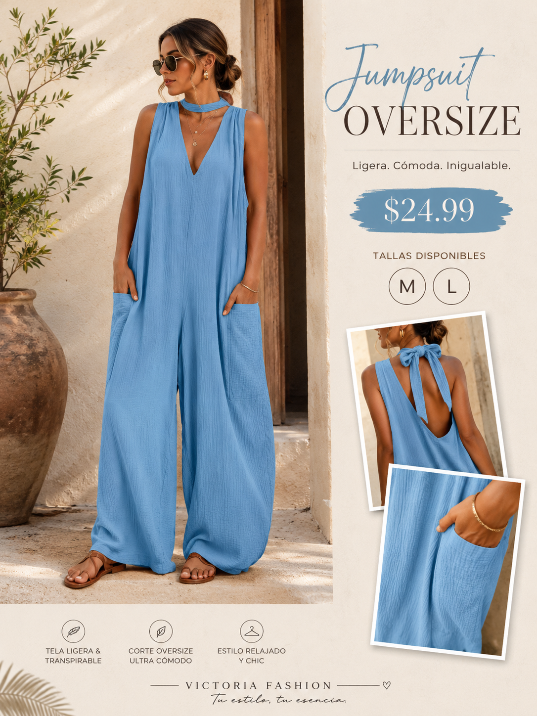 Baby Blue Jumpsuit (VENTA FINAL) CORRE OVERSIZE M (9 al 12) L (13 al 16)