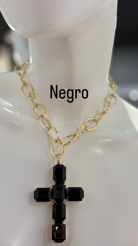 Cruz Swarovski Cadena Oro